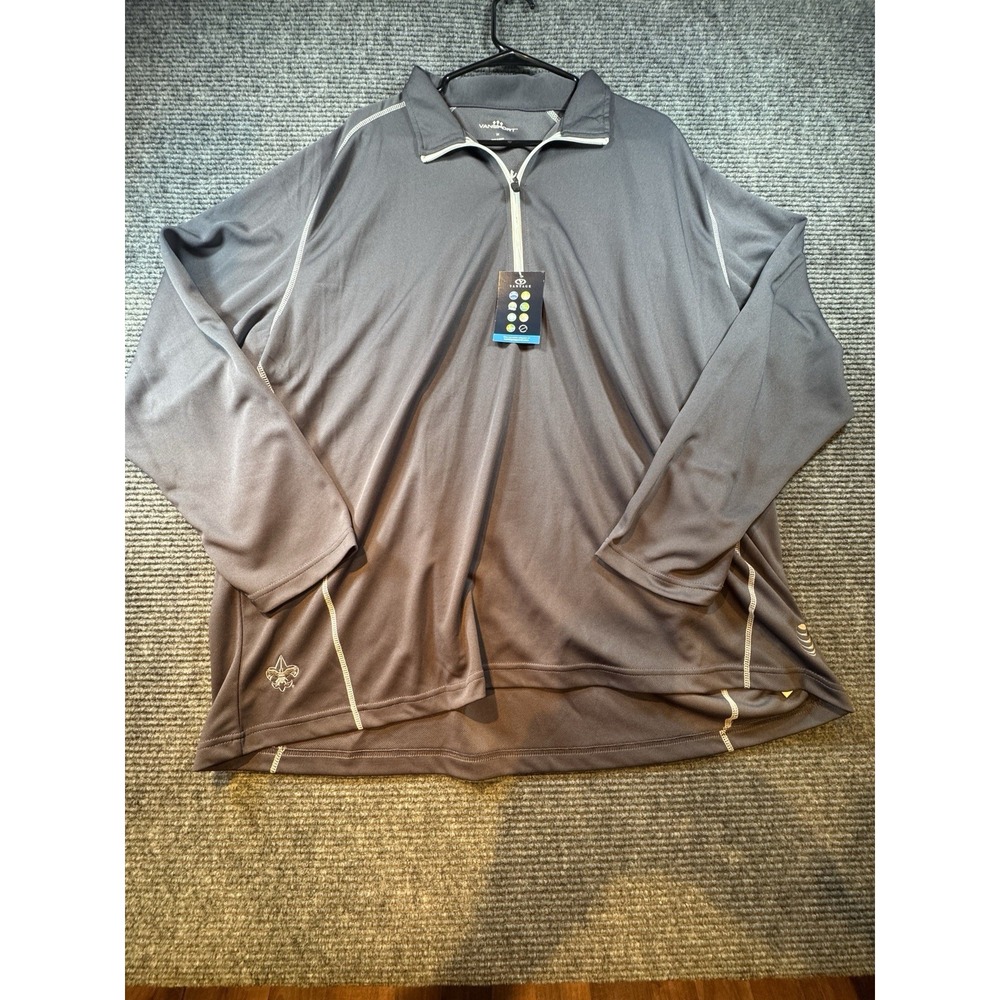 Nwt Mens Vansport Gray Poly Long Sleeve 1/4 Zip Mock Neck PULLOVER Logos 3XL